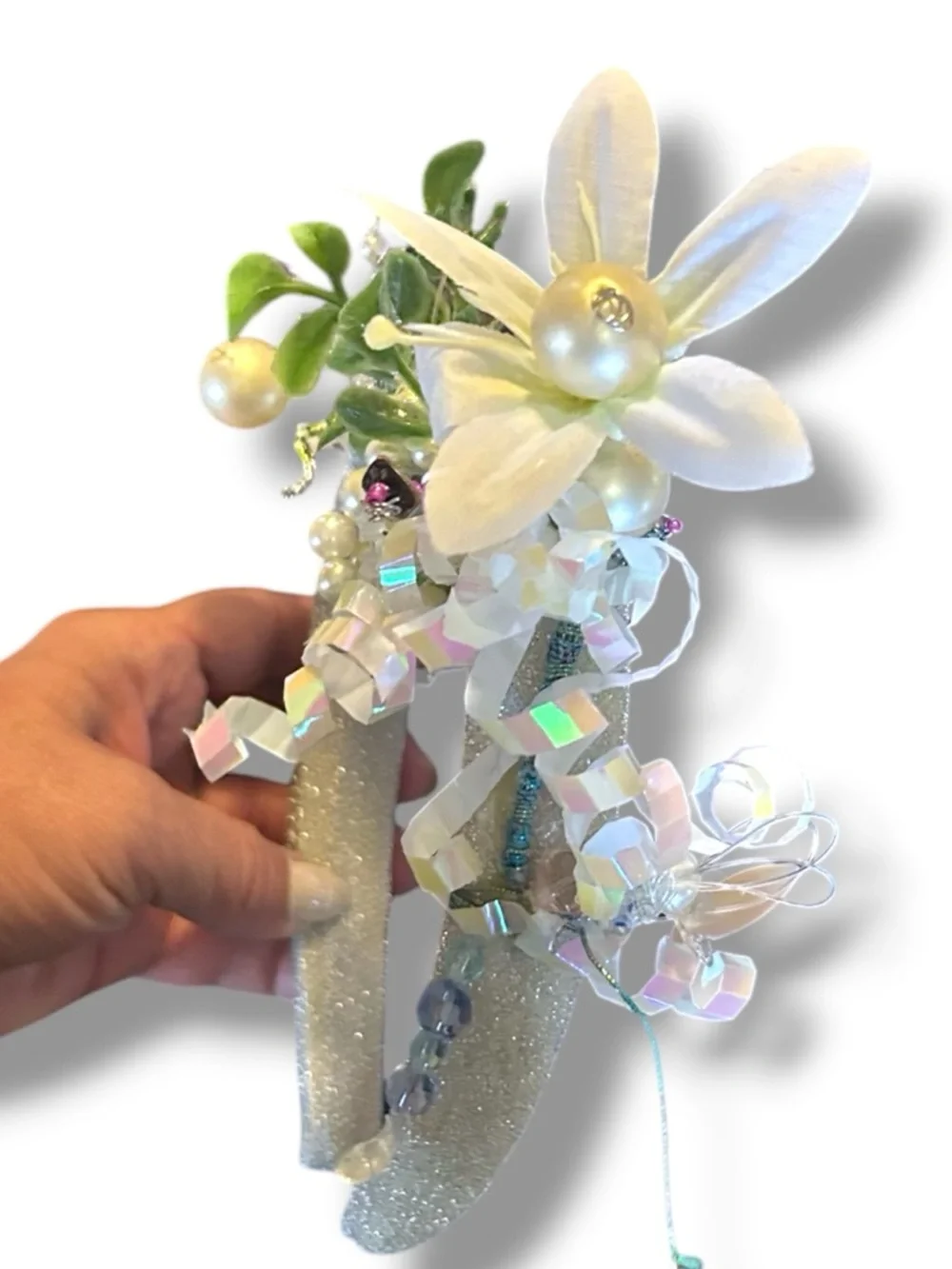 NEW Upcycled Artisan Beaded Floral Festival Crown Wearable Art Hair Accessory OS